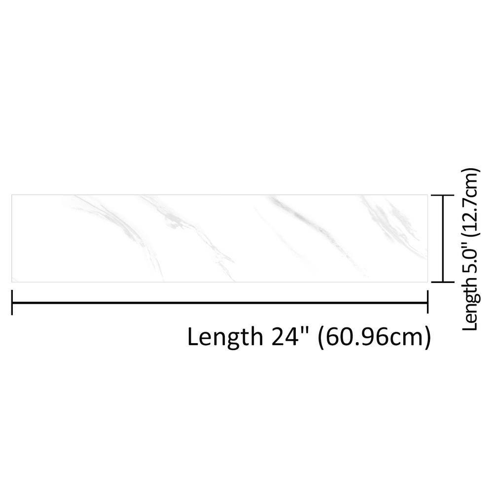 White Marble Plank 5 In. X 24 In, SPC Peel and Stick Backsplash Tile (0.8 Sq. Ft