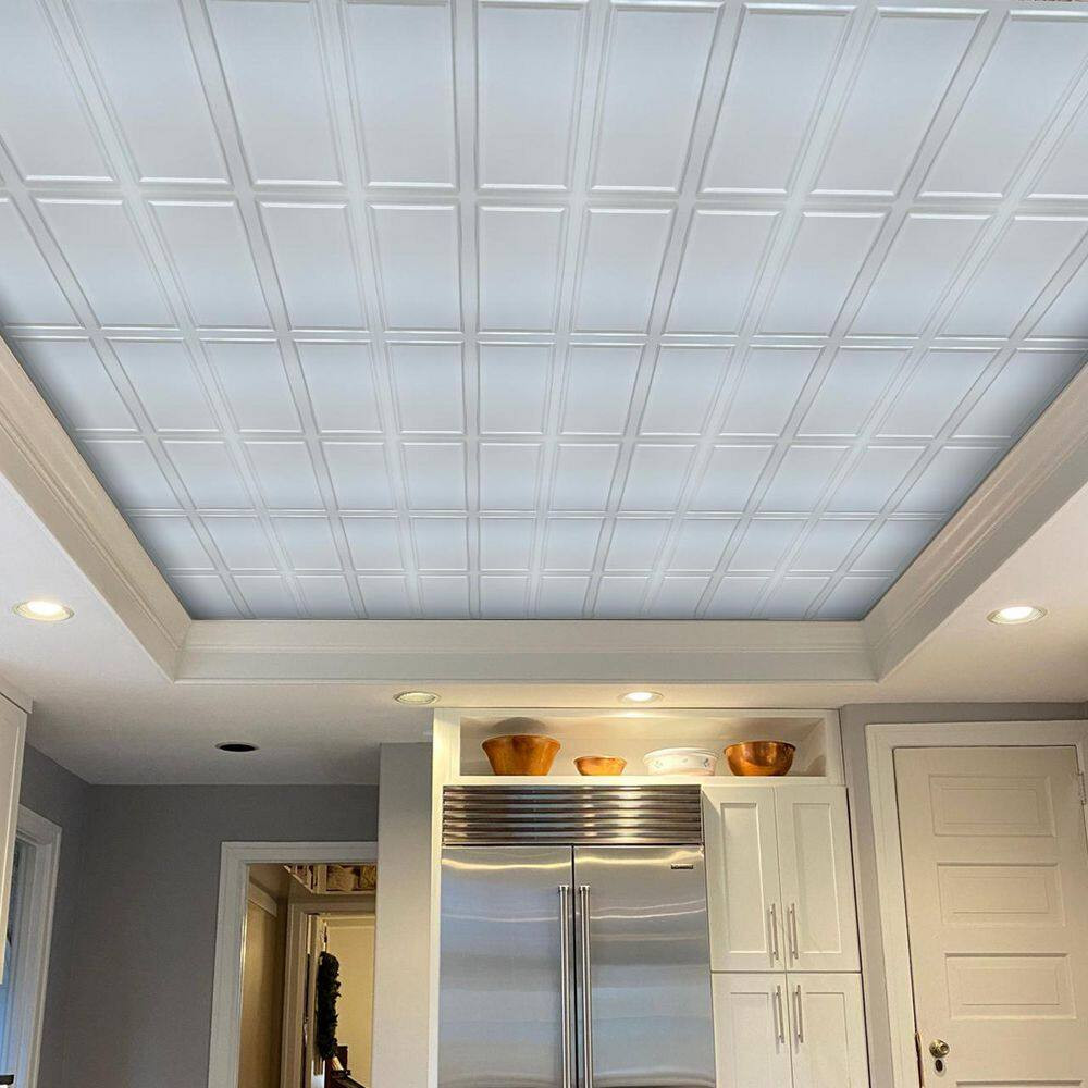Framed Panel Black Matte 1.6 Ft. X 3.3 Ft. Decorative Foam Glue up Ceiling Tile