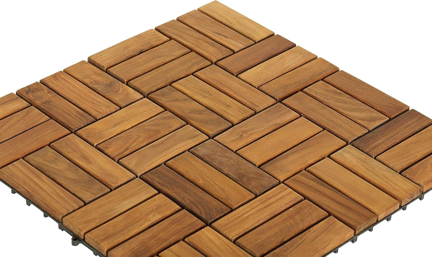 BARE-WF2009 Solid Teak Wood Interlocking Flooring Tiles (Pack of 10), 12″ X 12″,