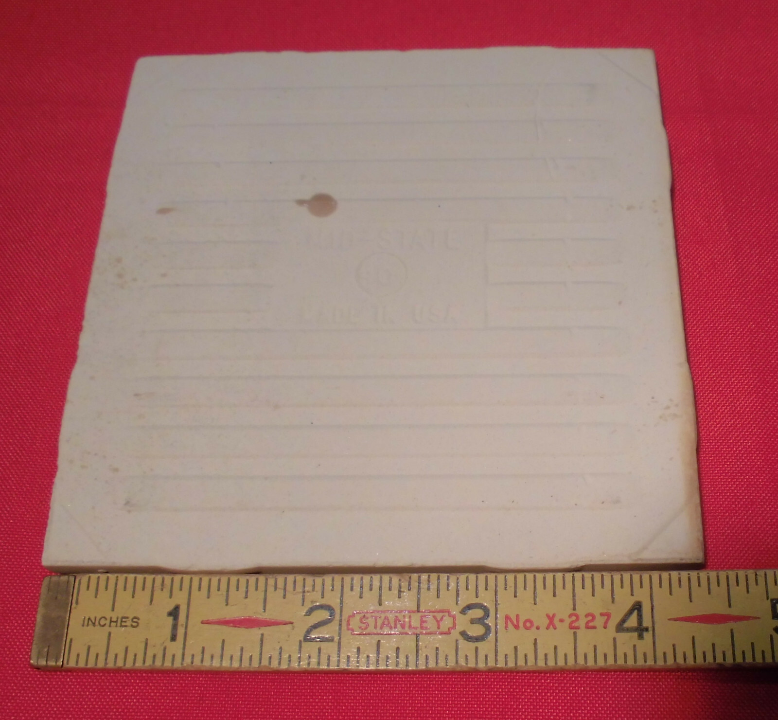 1 pc. *Light Brown* Glossy 4-3/8″ Ceramic Tile by Mid-State Co. made in USA, NOS