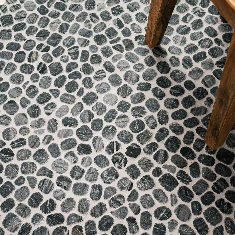 Henley Pebble 12 In. X 12 In. X 10Mm Tumbled Marble Mosaic Floor and Wall Tile (
