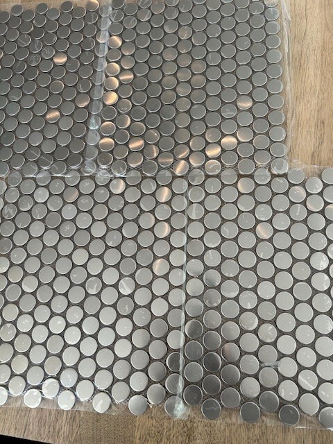 7/8″ Penny Tile Round Brushed Stainless Steel Backsplash Mosaic – 15 Sq. ft.