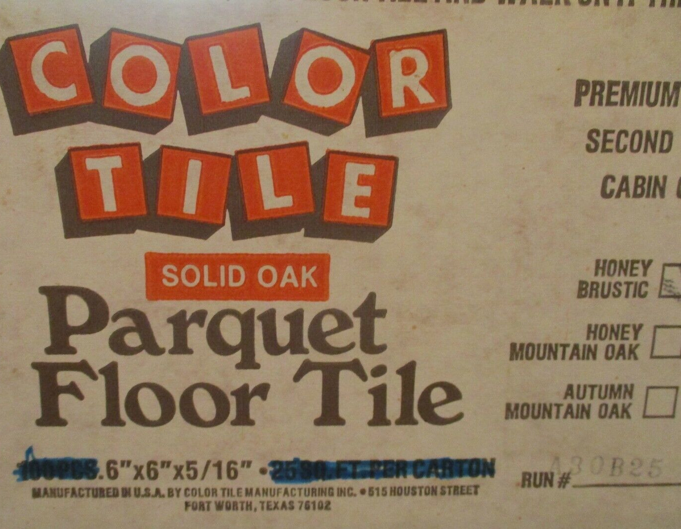 (1) 6″x6″ Color Tile USA 1970 Honey Rustic Waxed Oak Wood Parquet 7 Finger Strip