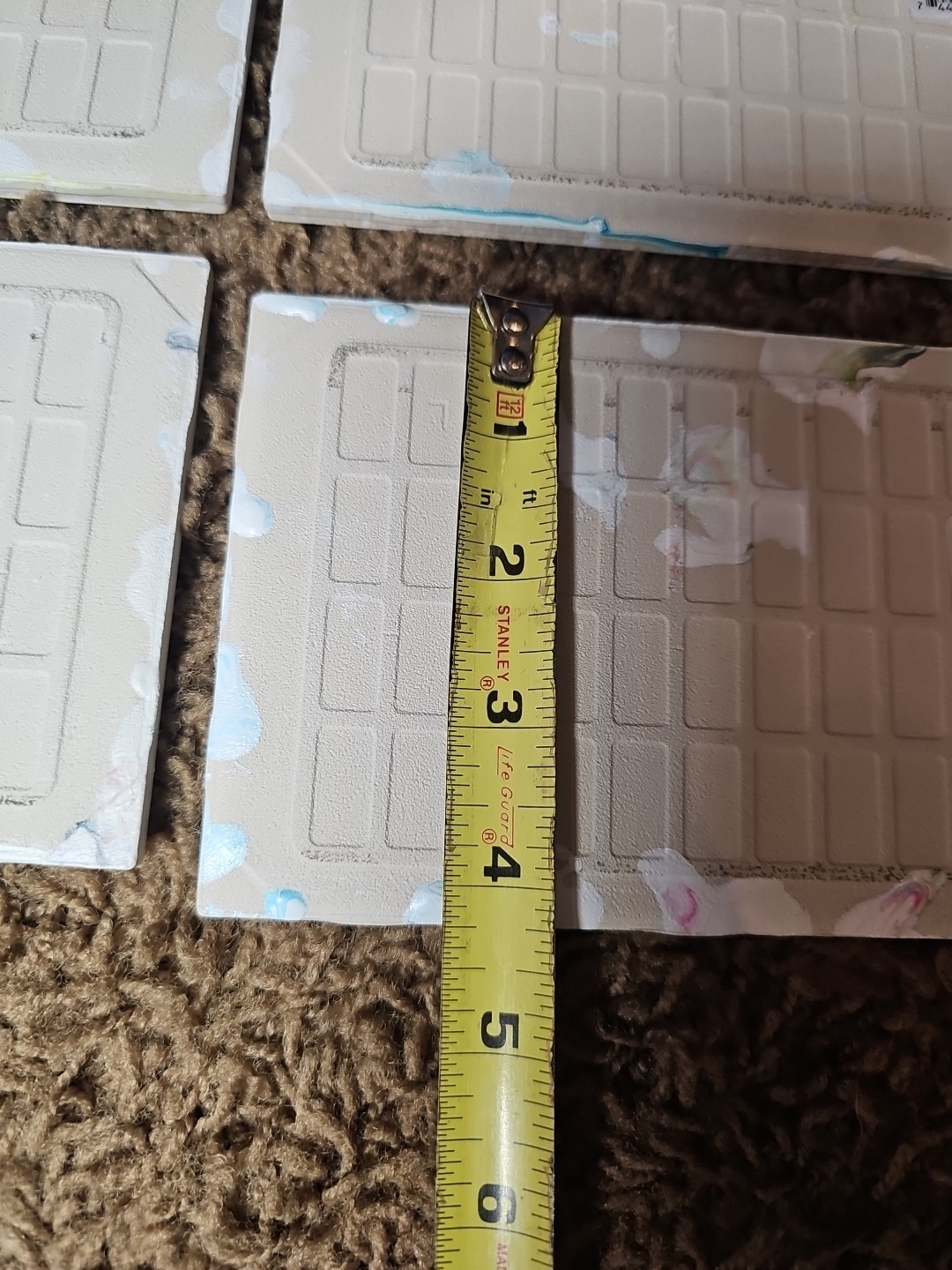 Set of Four Stunning Custom Art Painted 4-1/4 in. x 12-7/8 in. Ceramic Subway #5