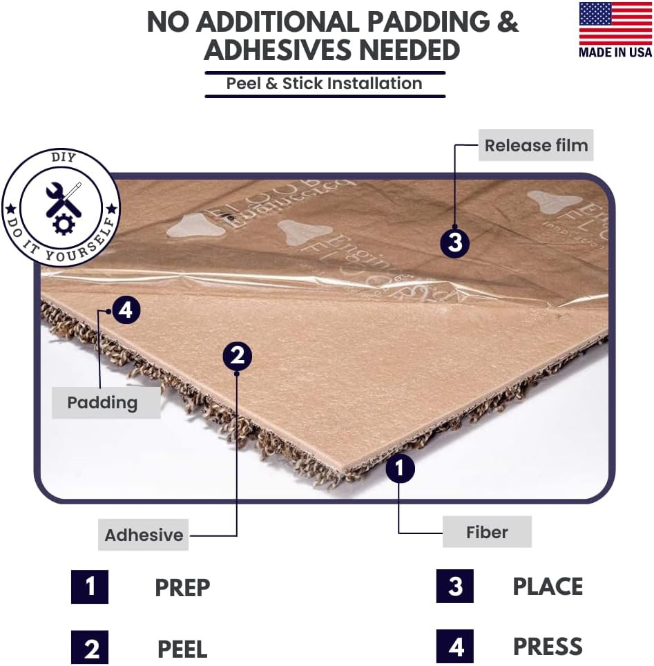 Soft Peel & Stick Carpet Tiles – 18×18 Inch, 10 Tiles, 22.5 Sq Ft