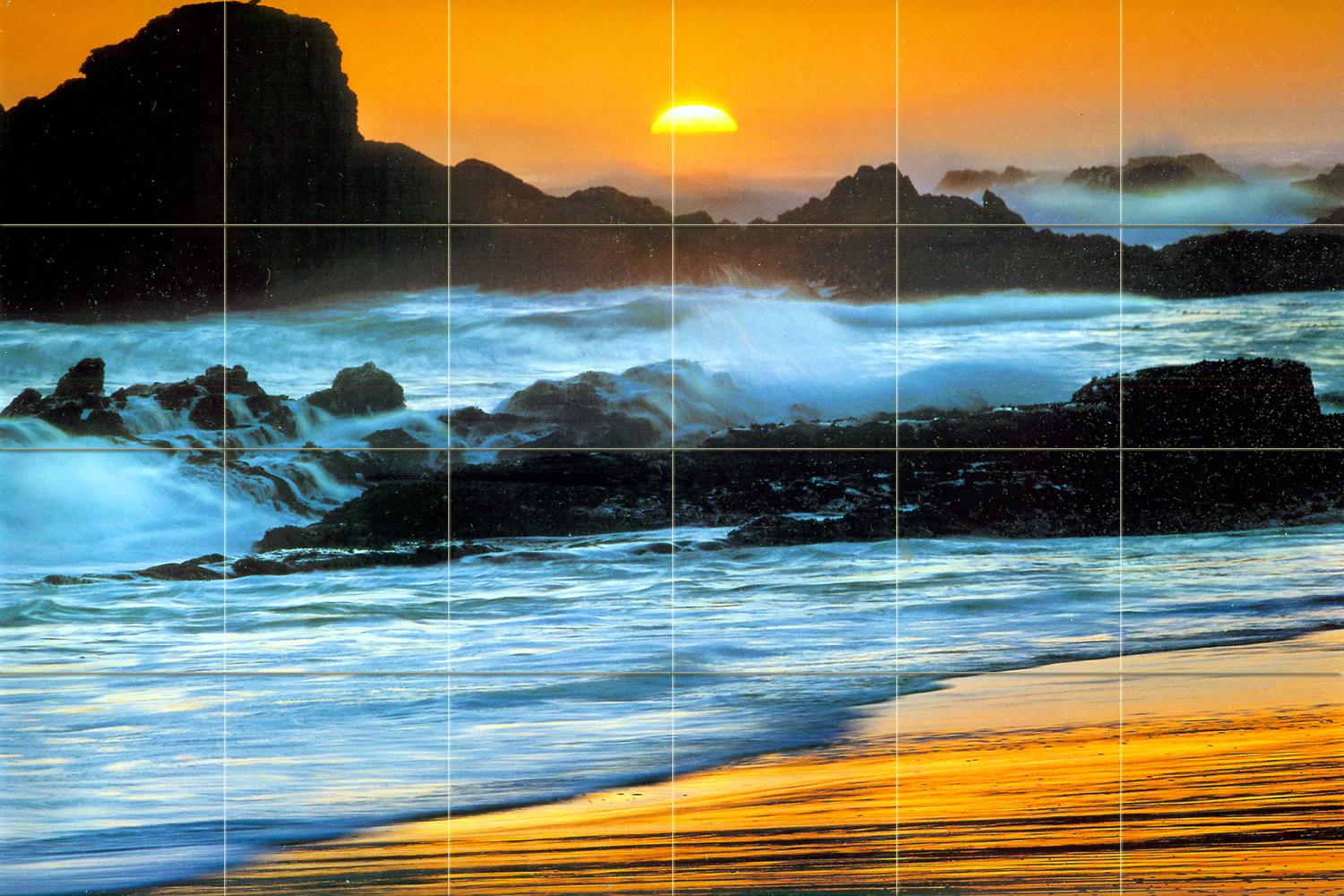 36 x 24 Mural Ceramic Ocean Sunset Decor Bath Tile #365