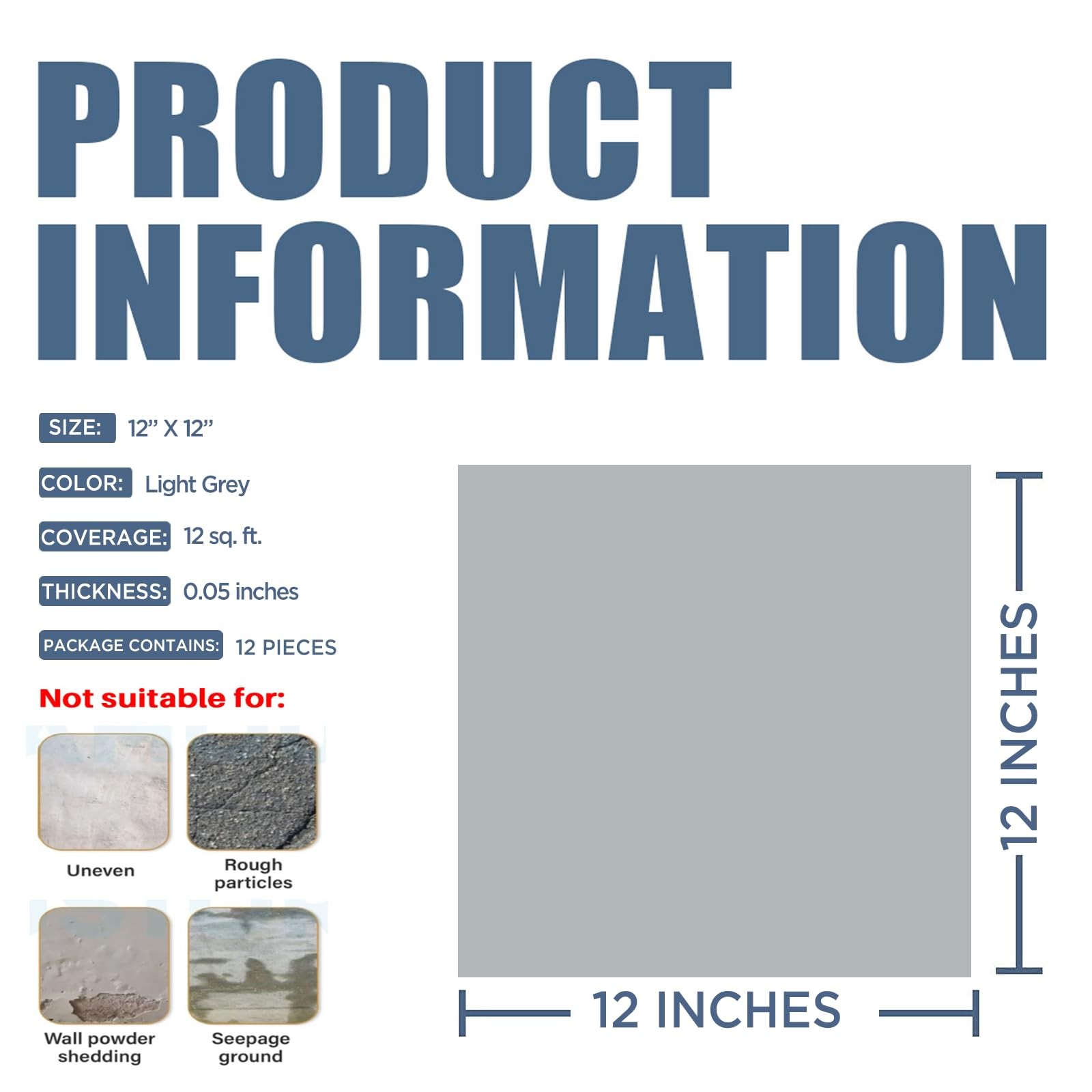 12″x12″ Peel and Stick Vinyl Tiles – Natural Stone Texture, Seamless Look, Wa…