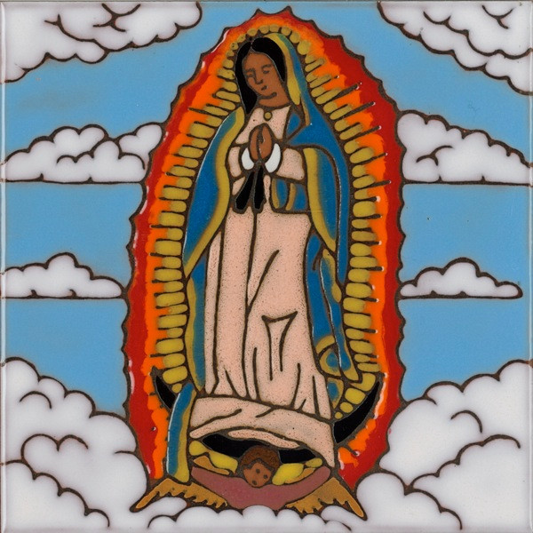 Ceramic Tile Our Lady of Guadalupe wall decor hot plate installation backslash