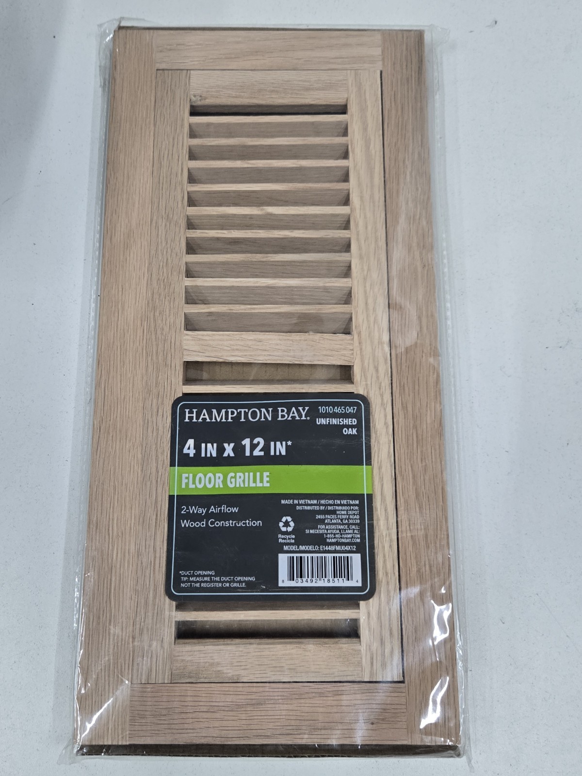 Lot of 4 Hampton Bay 4 in. x 12 in. Floor Grille Unfinished Oak