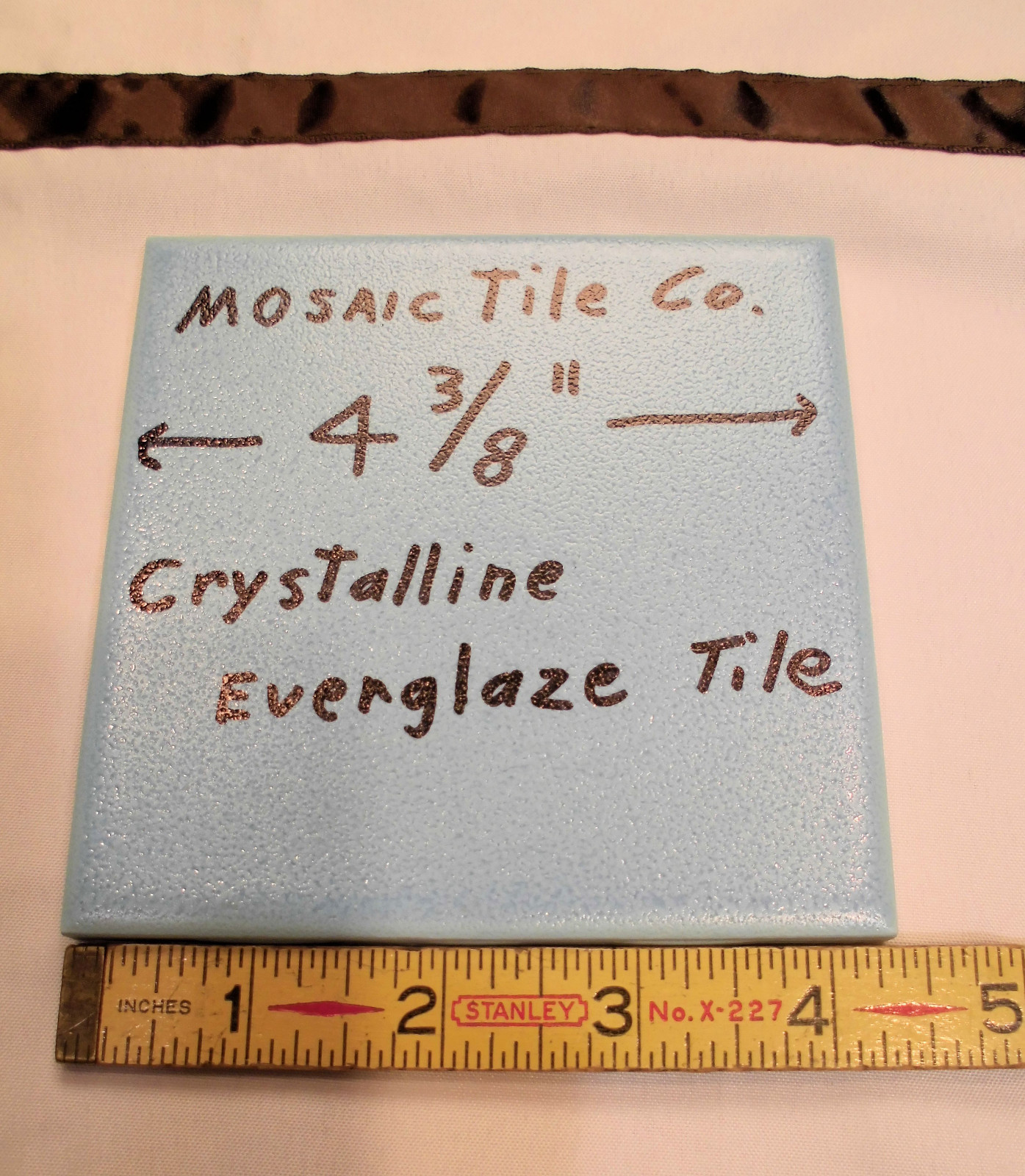 1 pc. *Baby Blue* Ceramic Tiles by Mosaic Tile Co. 4-3/8″ Crystalline Glazed