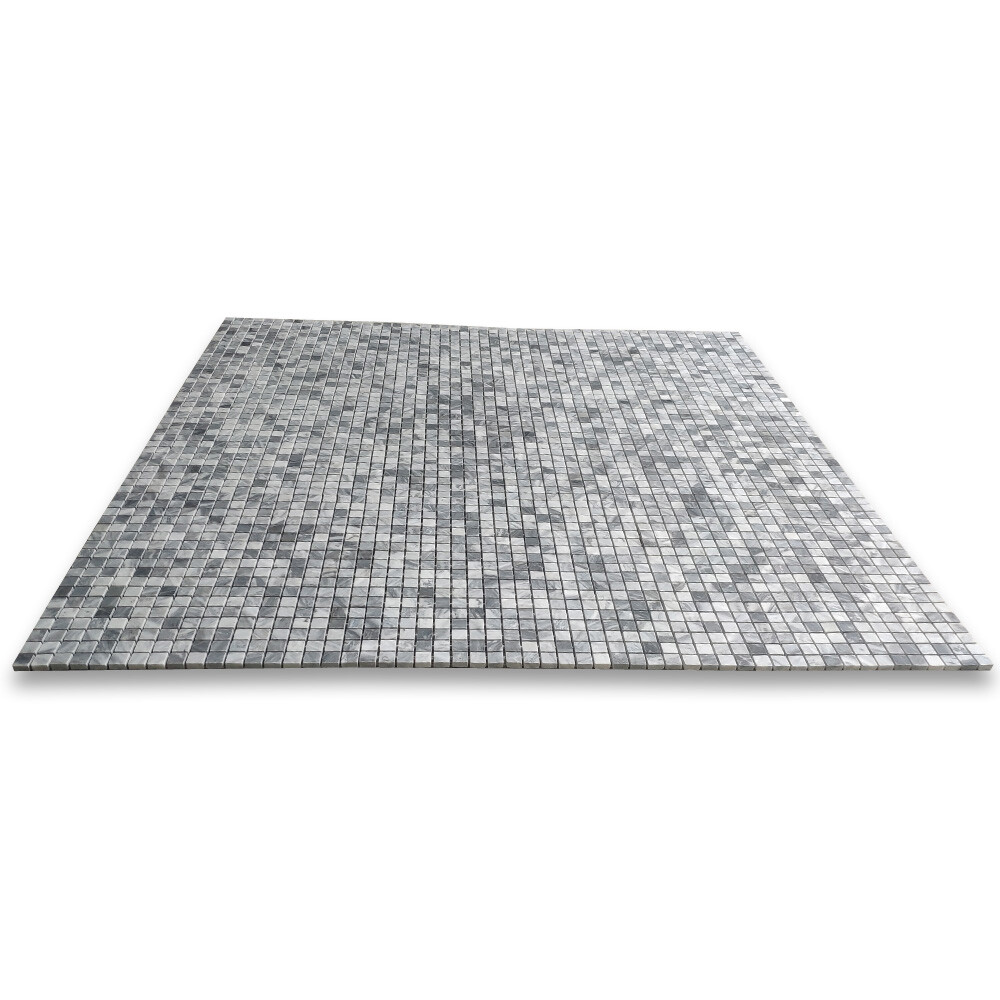 K22XP Bardiglio Gray Marble Square Mosaic Tile Polished 5/8 x 5/8 Grid