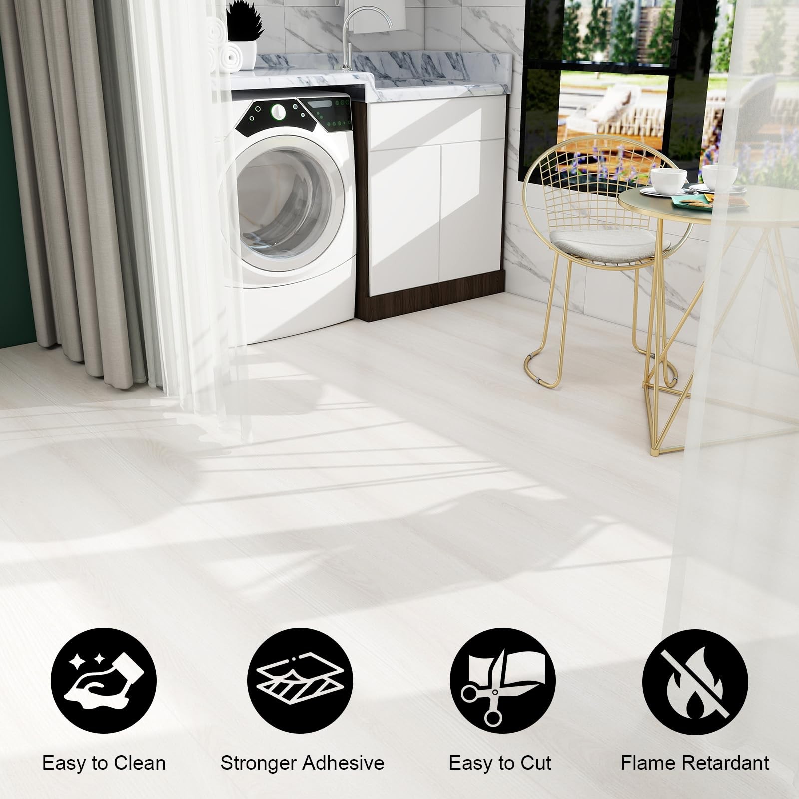 Wood Grain Vinyl Flooring Roll Thicken Peel and Stick Floor Tiles Self-Adhesi…