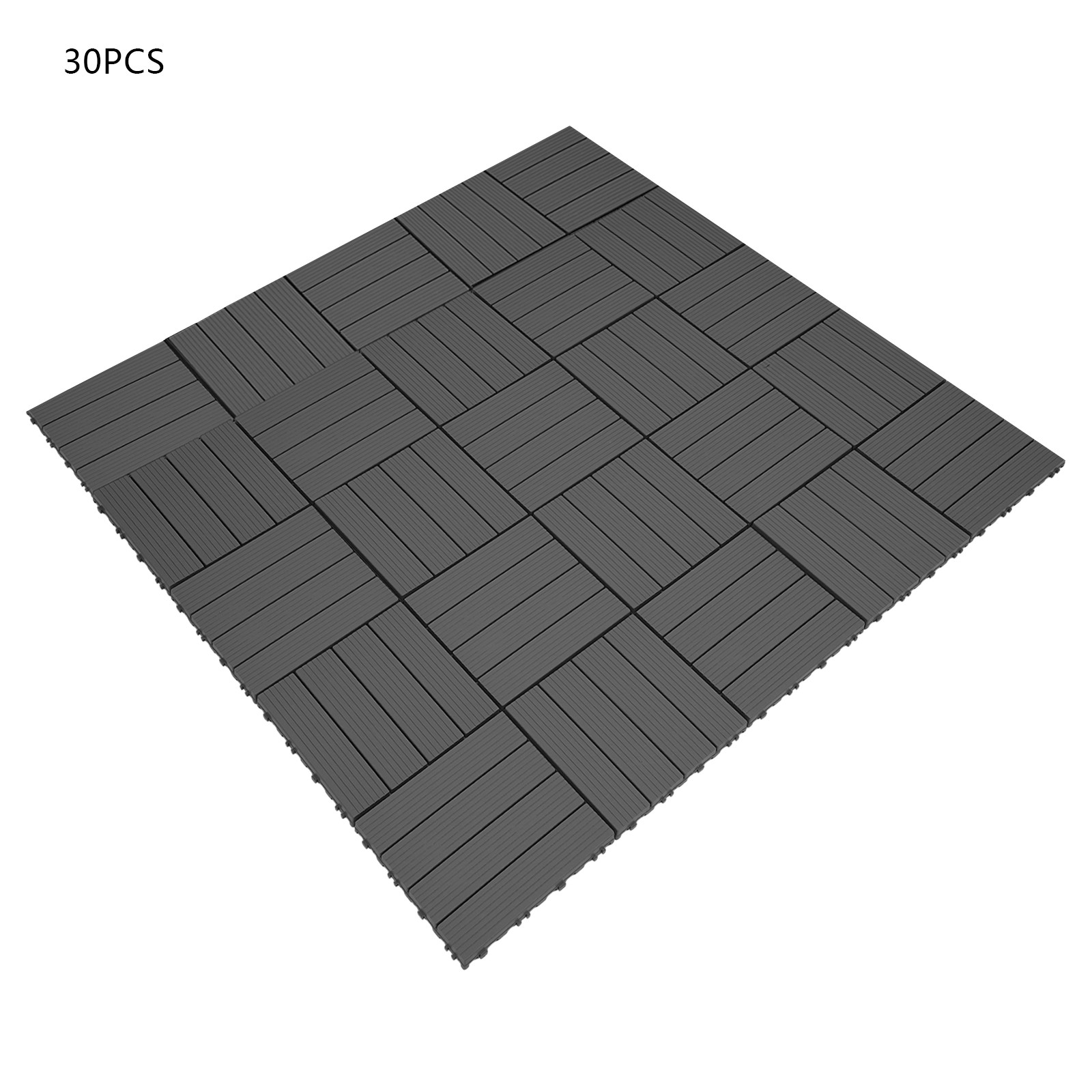 30pcs Deck Patio Tile Interlocking Plastic Flooring Pavers 11.81*11.81*0.79in