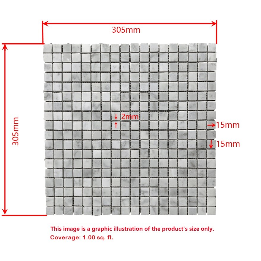 C22XP 5/8×5/8 Square Mosaic Tile Carrara White Marble Polished Venato Bianco