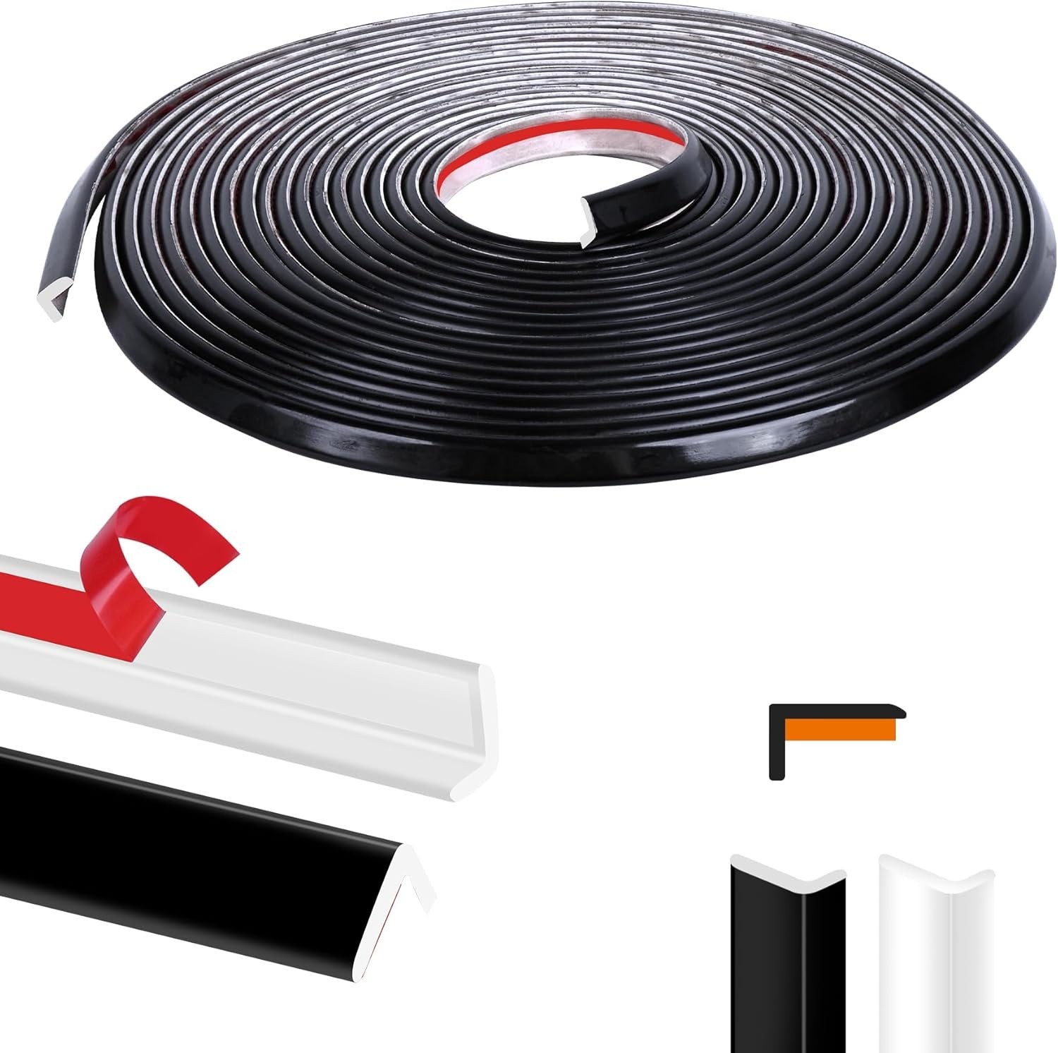 Tile Edge Trim 20Ft L-Shape Tile Outside Corner Molding Vinyl Trim 20Ft(Black)
