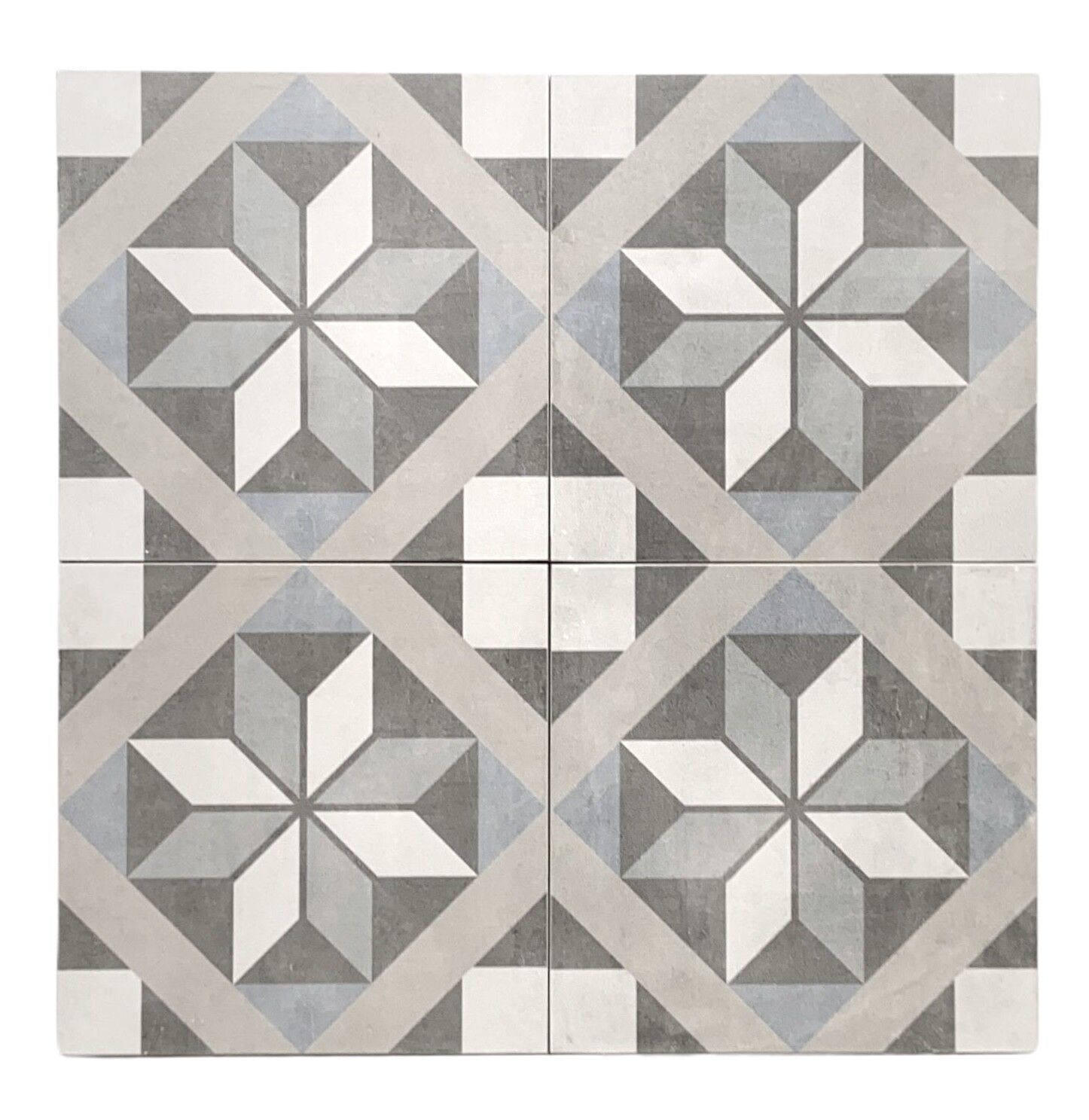 Diamante Encaustic Blue White Green 8×8 Satin Glaze Ceramic Tile (BOX OF 4)