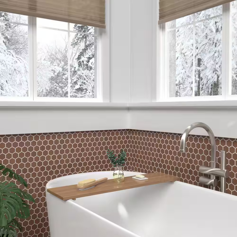 Moroccan Concrete Terra Cotta 11 In. X 10 In. Glazed Ceramic Hexagon Mosaic Tile