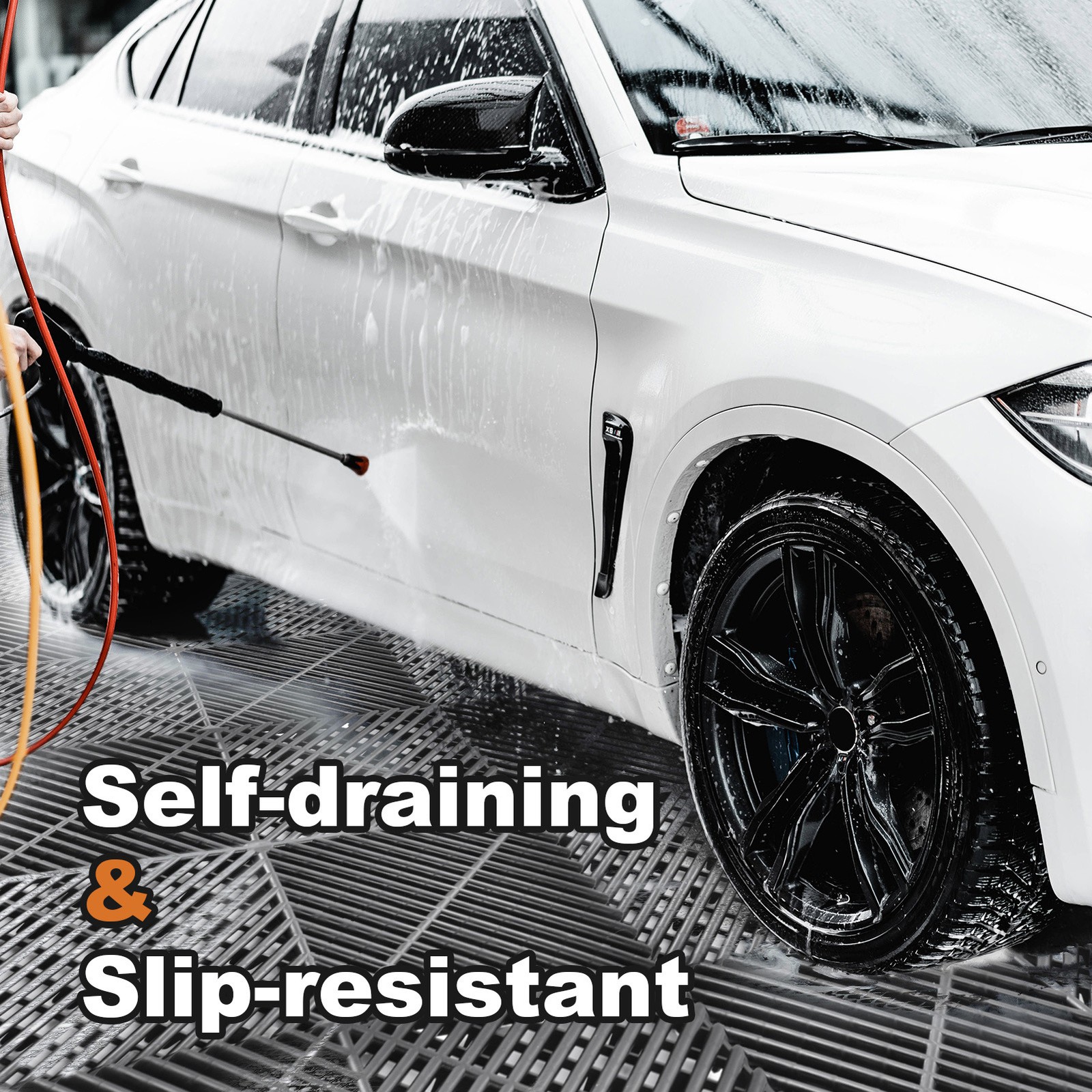 40 PCS Interlocking Garage Floor Tiles Water Drainage Non-Slip 15.75×15.75”