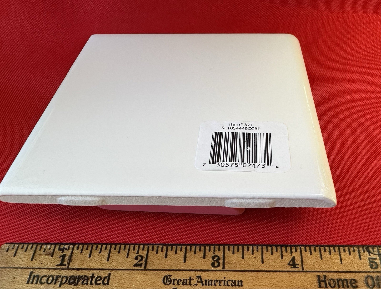 1 pc. #SL10 White: Gloss Ceramic Bullnose Tile by American Olean 4-1/4″