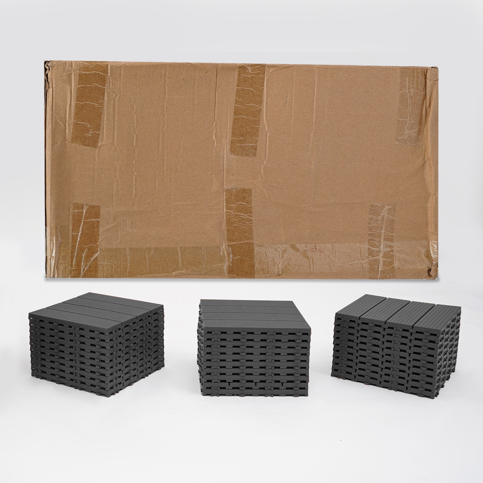 30pcs Deck Patio Tile Interlocking Plastic Flooring Pavers 11.81*11.81*0.79in