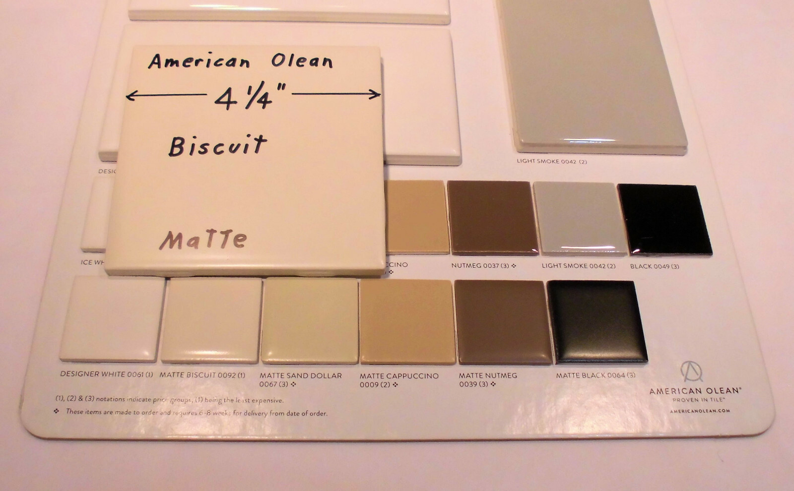 1 pc. 4-1/4″ Ceramic Tile *Matte Biscuit* by American Olean “New Stock”