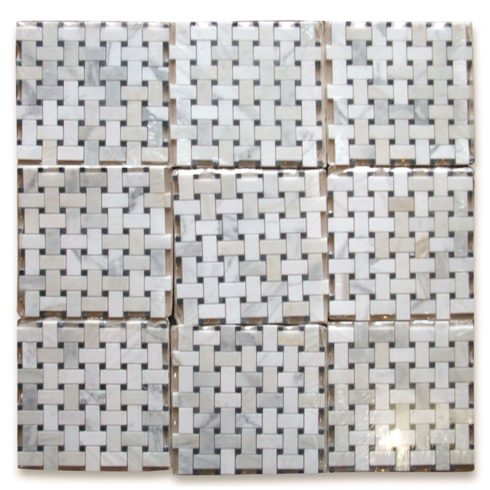 G651XH Calacatta Gold Calcutta Marble 1×2 Basketweave Mosaic Tile Honed