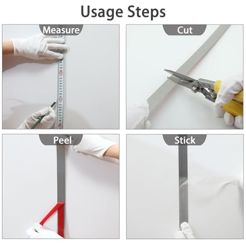 Peel and Stick Metal Molding Trim, Self-Adhesive 20ft x 0.6in Brushed Silver
