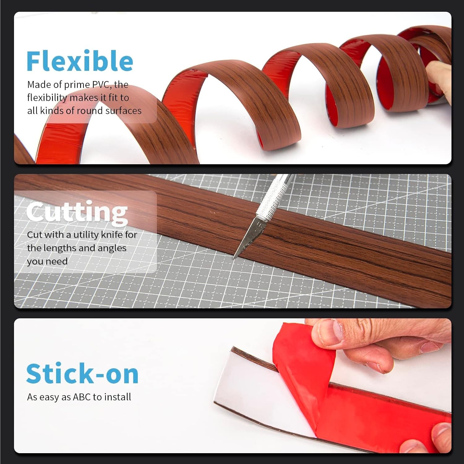 4 FT Easy Install Self-Adhesive Floor Transition Strip in Rich Cherry Color