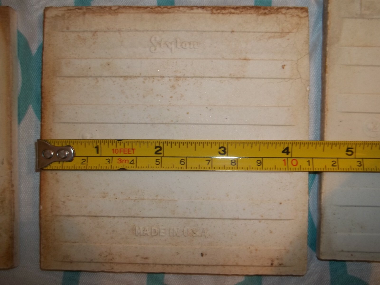 Vtg Lot of 12 1950’s Stylon Glossy Ceramic Light Gray Bathroom Wall Tiles 4 1/4″