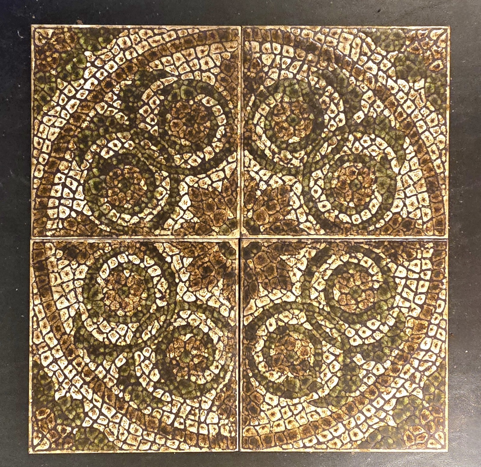 Vtg 1977 Clay Italian Floor Tiles Avocado Olive Green Mediterranean Mosaic Look.