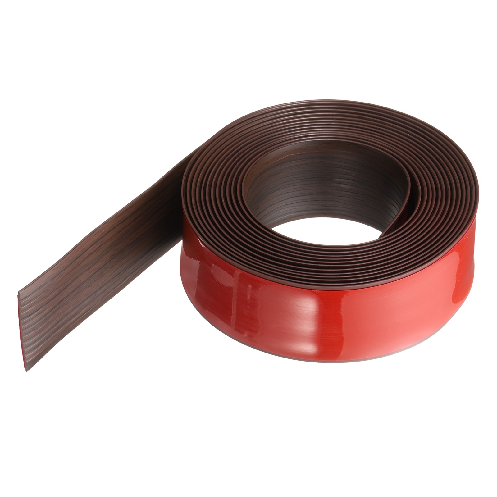 Floor Transition Strip 2″ 16.5ft Self-Adhesive Edge Trim Dark Brown Wood Grain