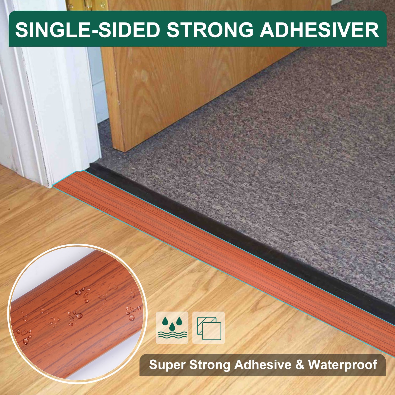 9.84ft PVC Floor Transition Strip Self Adhesive Carpet to Tile Strip Beige