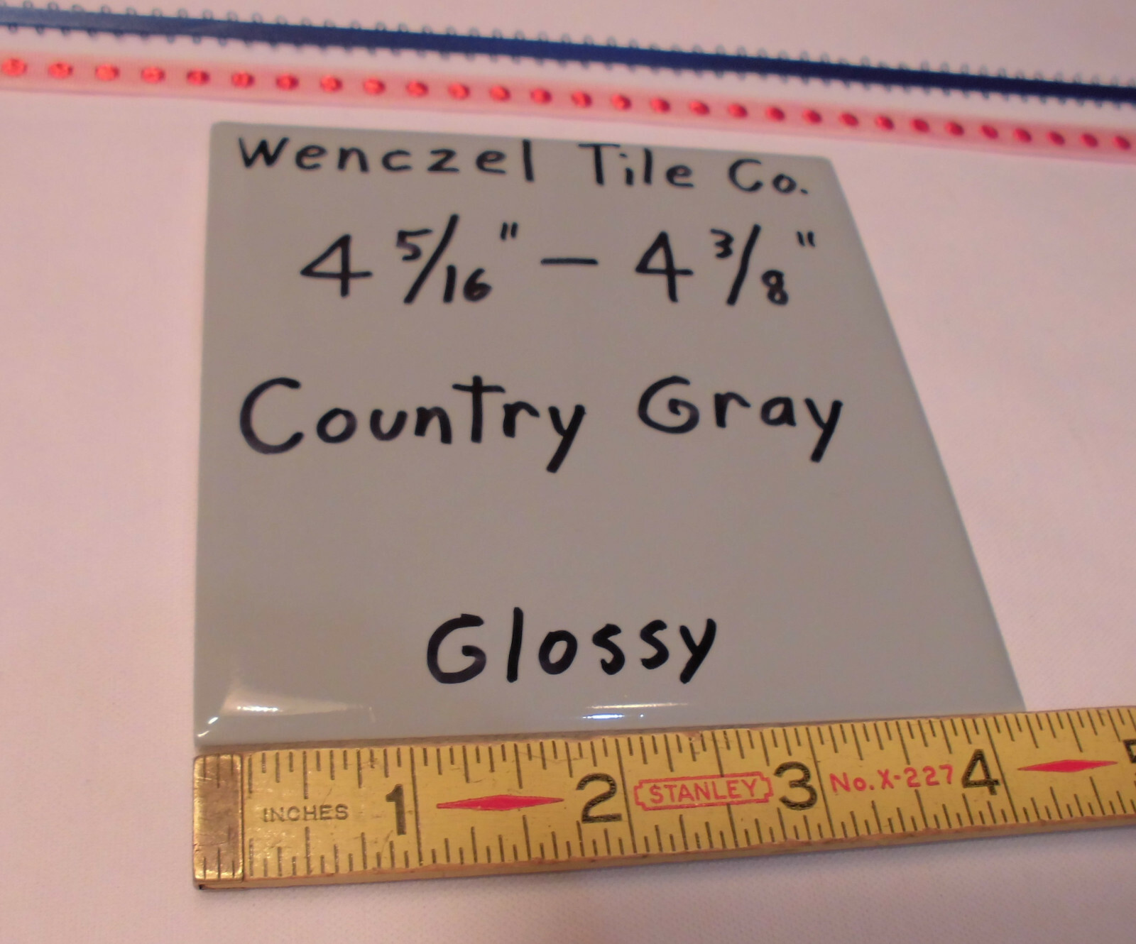 1 pc. *Country Gray* Glossy Ceramic Tile by Wenczel Tile Co. 4-5/16″- 4-3/8″