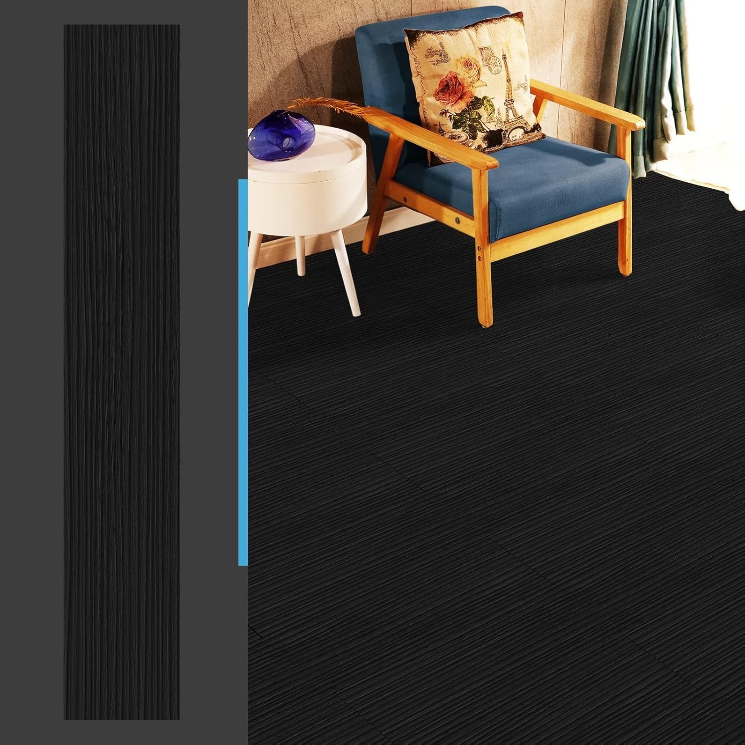 Black Vinyl Plank Flooring 36-Pack Waterproof