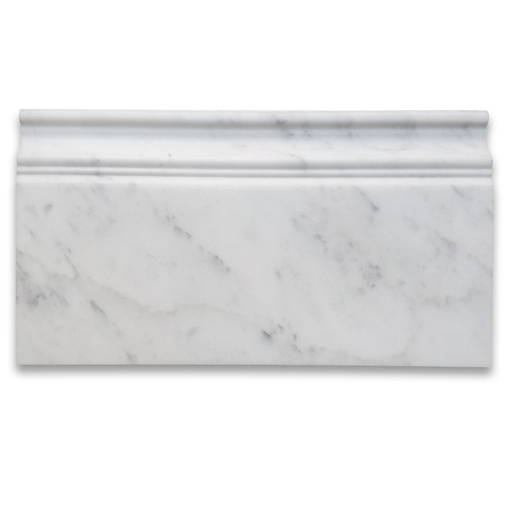 C06H Carrara White Marble 6×12 Skiting Baseboard Trim Molding Honed