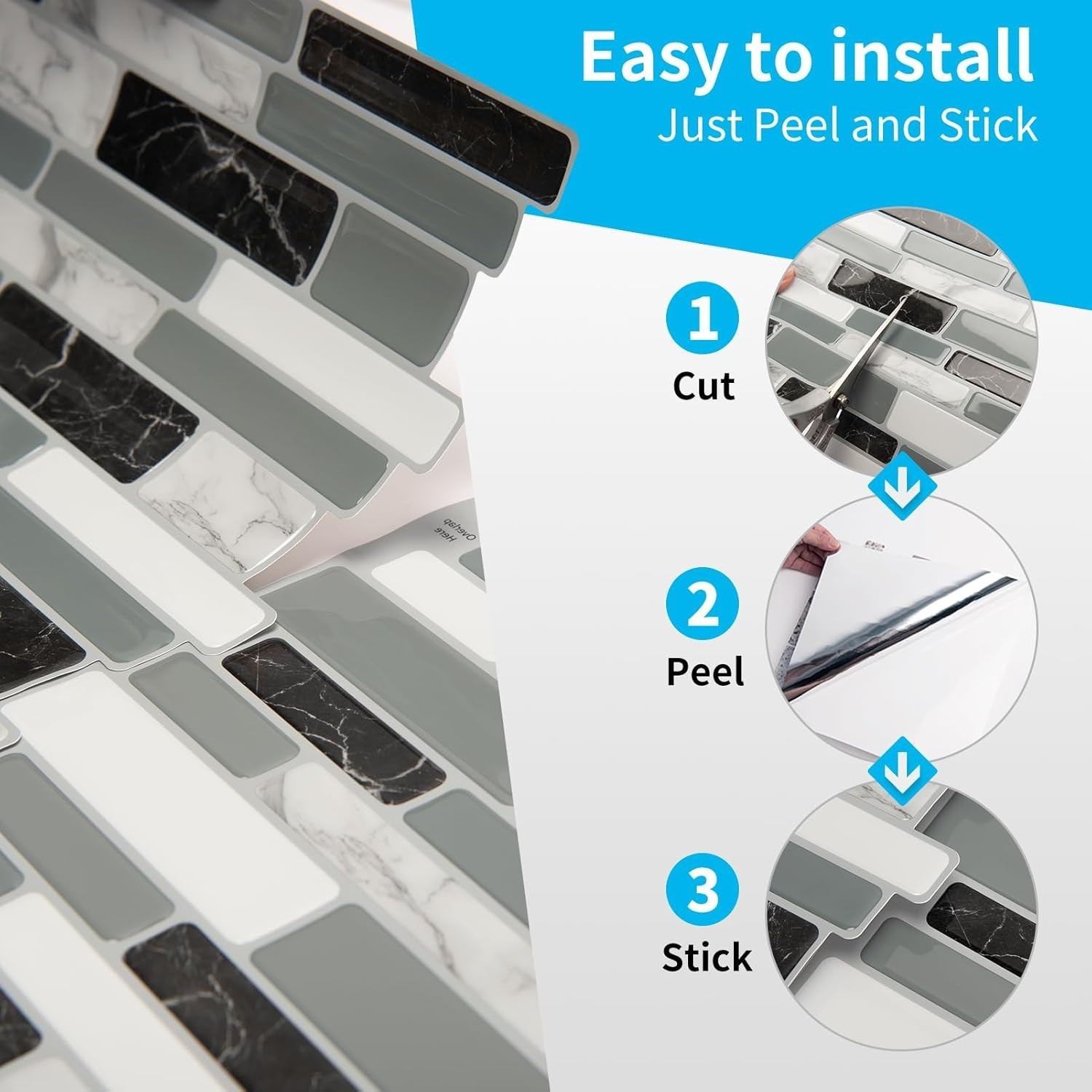 Easy DIY 12″x12″ Backsplash Tiles (20 Sheets)
