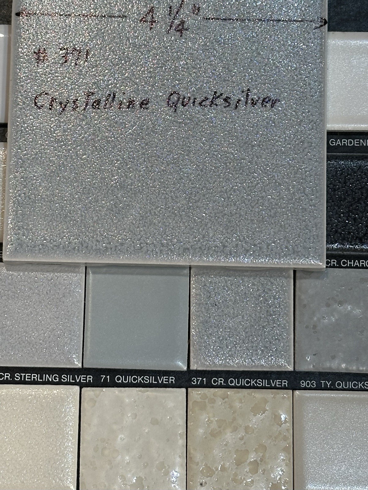 1 pc. Quicksilver – Gray: 4-1/4″ Ceramic Crystalline Tile by American Olean Co.