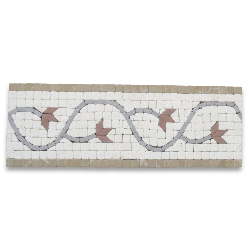 B4102T Marble Mosaic Border Listello Accent Insert Tile Edera 4×11 Tumbled
