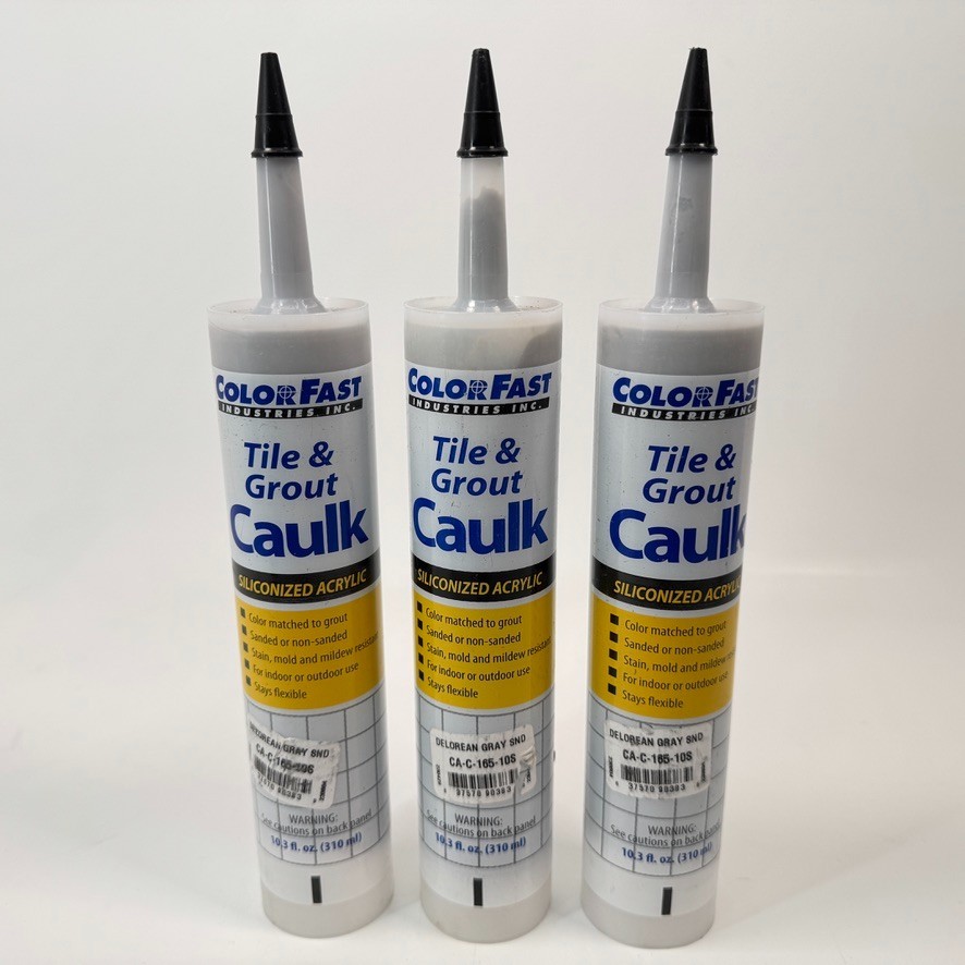 3-Pack – ColorFast Tile and Grout Delorean Gray Paintable Latex Caulk Acrylic