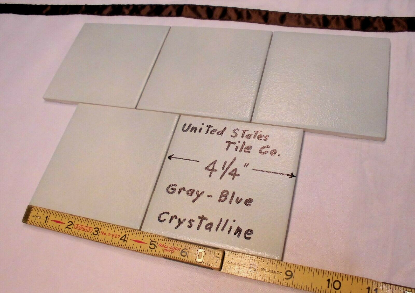 5 pcs. *Gray-Blue* Ceramic Tiles 4-1/4″ Crystal Glazed – Prestige, New Stock