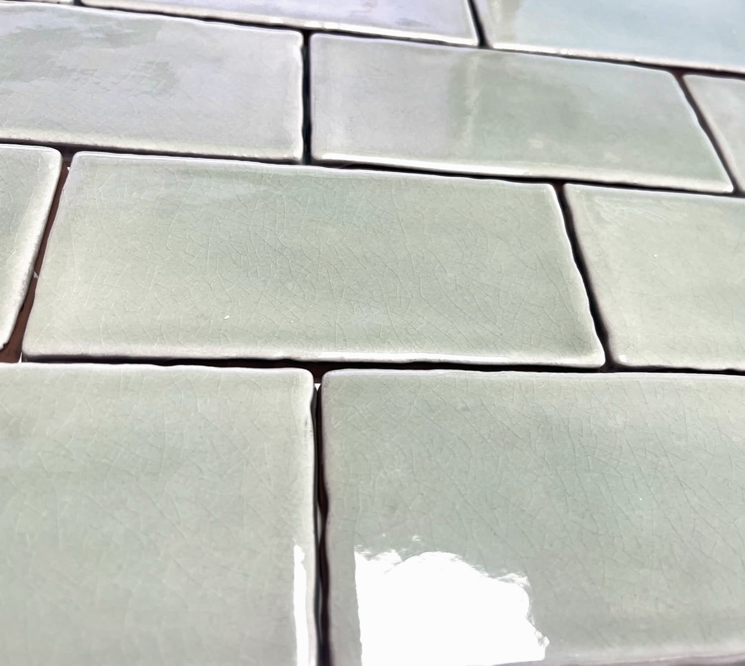 3×6 Sage Green Crackled Ceramic Tile, Wall and Backsplash Kitchen Bath (1 PIECE)