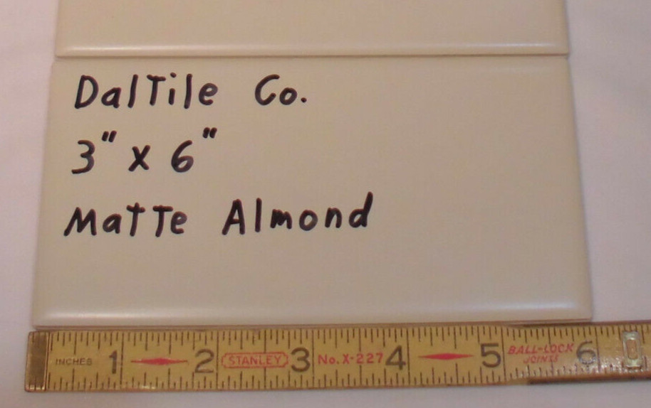 1 pc. *Matte Almond* #K165* 3″ X 6″ Ceramic Tile by Daltile Co. New Stock