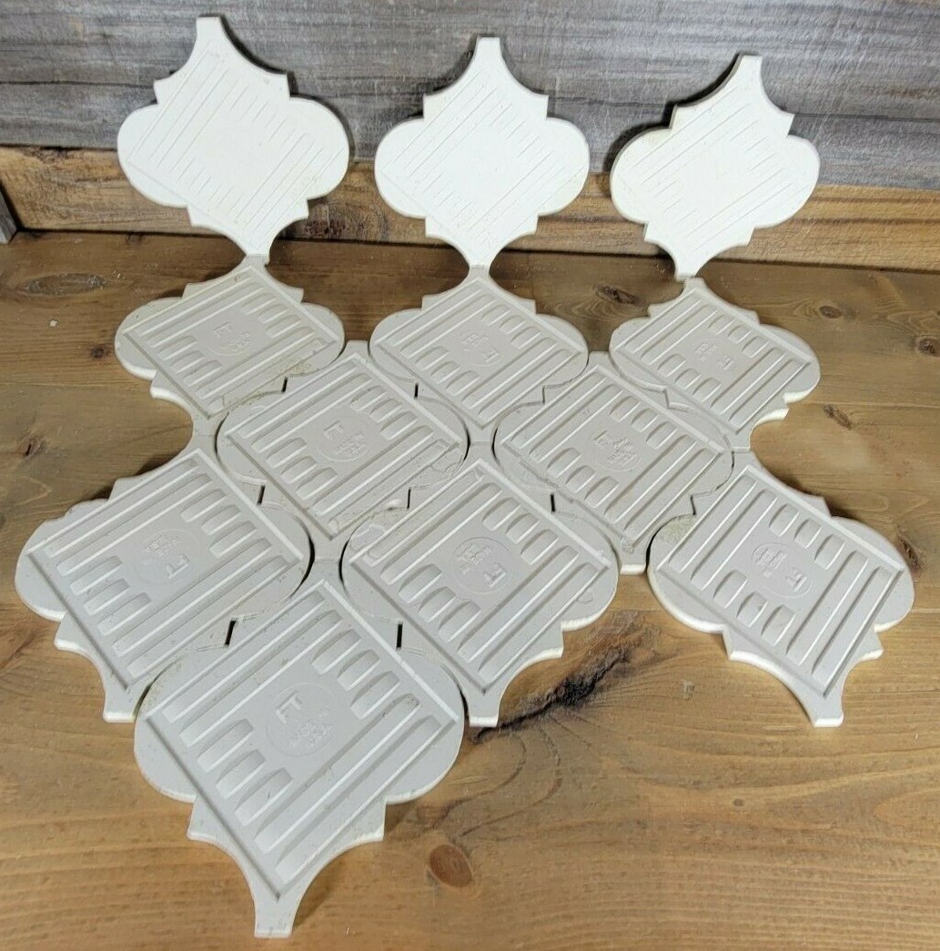 Vtg Salvage Florida Ceramic Arabesque Wall Tile FT USA 5 1/2″ Olive Drab Lot 12