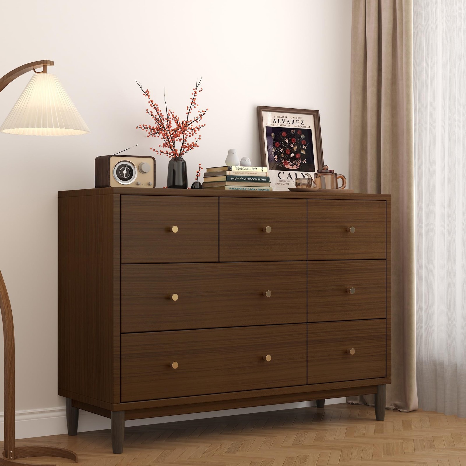 JSEVEM 24″×354″ Dark Brown Wood Grain Contact Paper Walnut Peel and Stick W