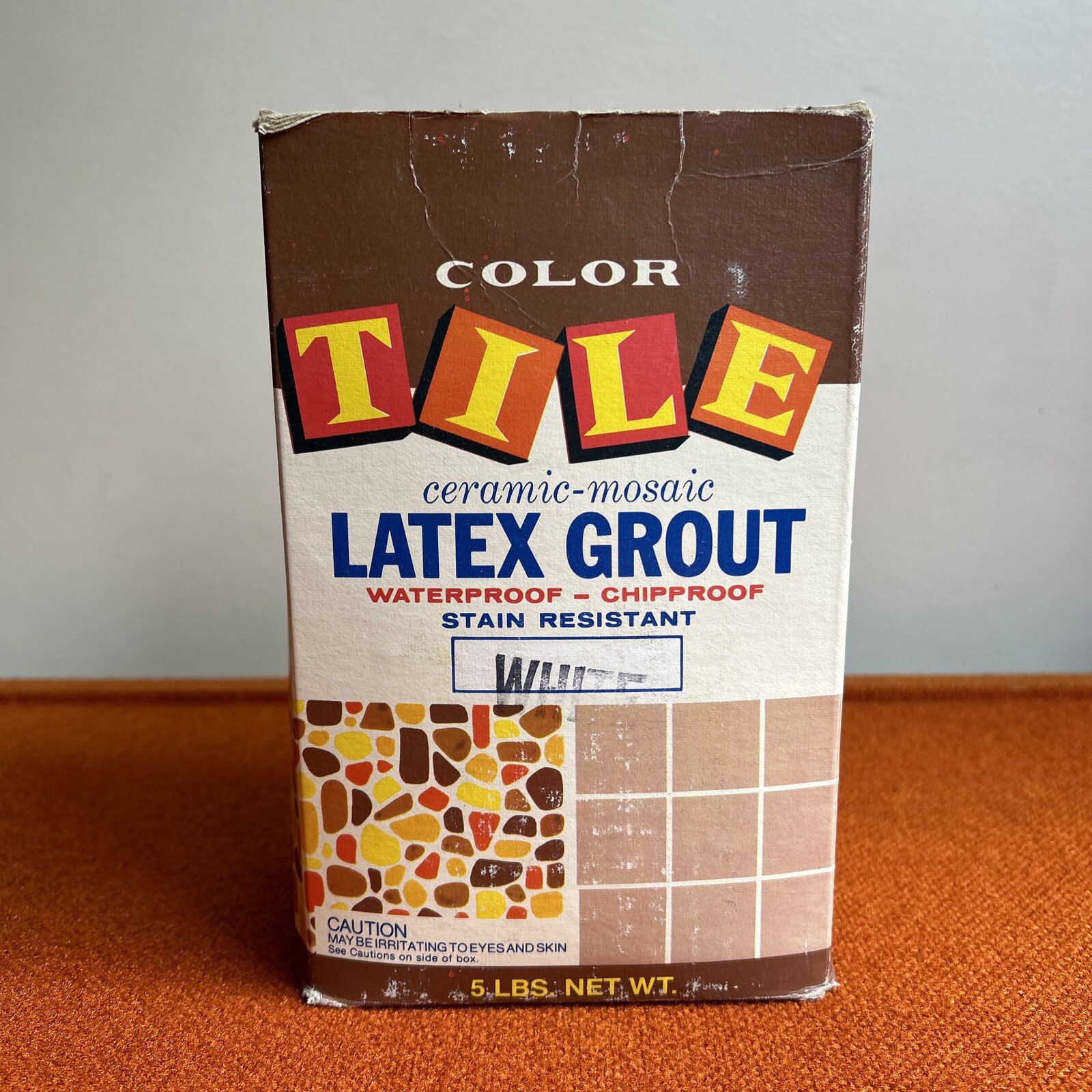 Vintage 1970s Packaging Tile Ceramic Latex Grout Original Box ‘White’ Movie Prop