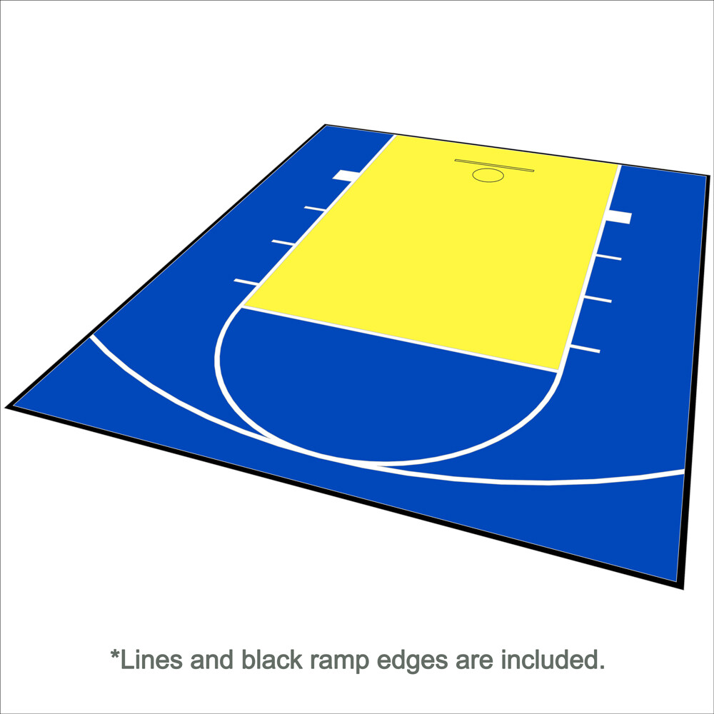 20ft x 24ft Outdoor Basketball Court Kit-Lines and Edges Included Yellow/Blue