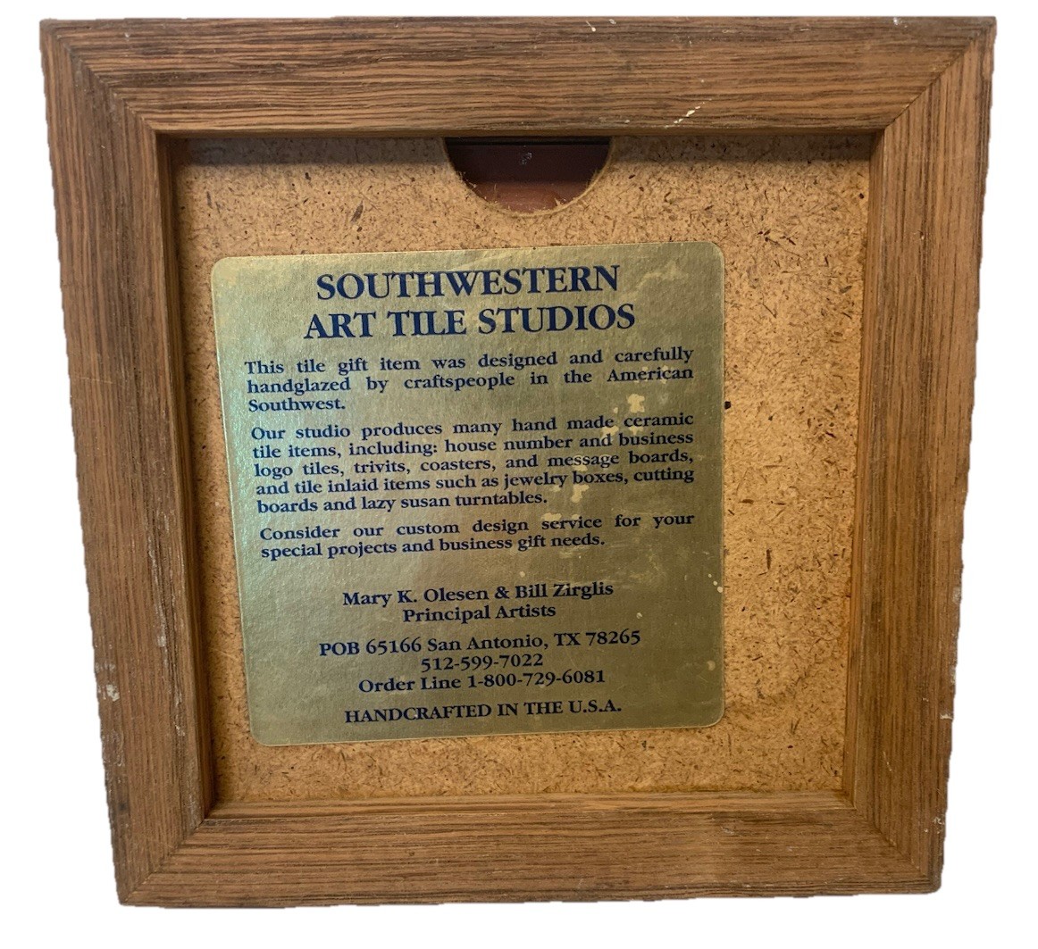 VTG Teissedre Framed Hummingbird-Art Tile-Southwestern Studios Bluebonnets Pair