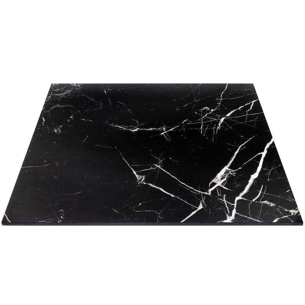 Marmo Black 23.62 In. X 23.62 In. Polished Marble Look Porcelain Floor and Wall