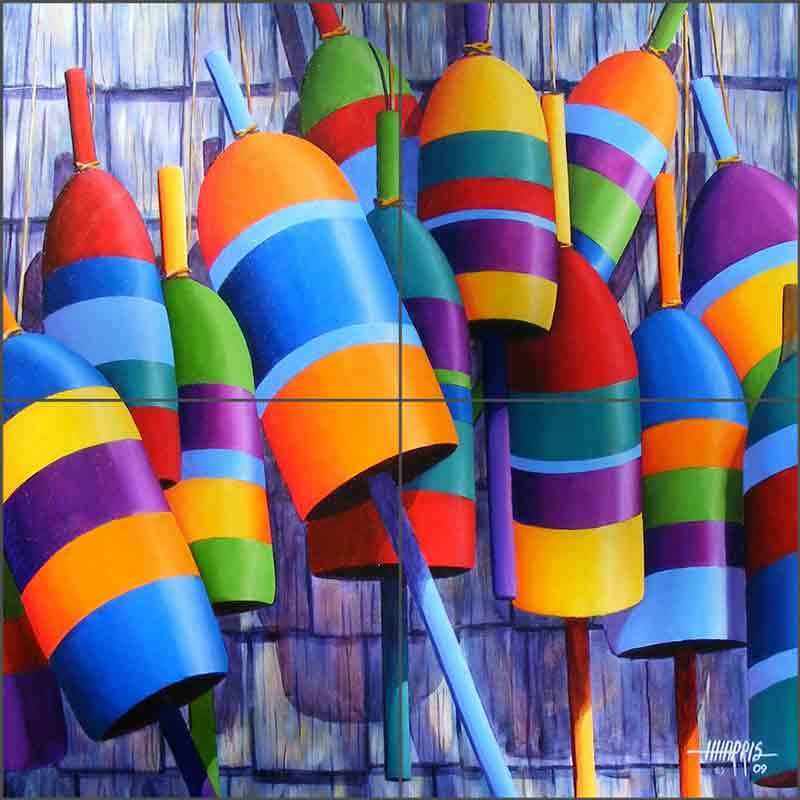 Fishing Float Tile Backsplash Hugh Harris Nautical Art Ceramic Mural POV-HHA003