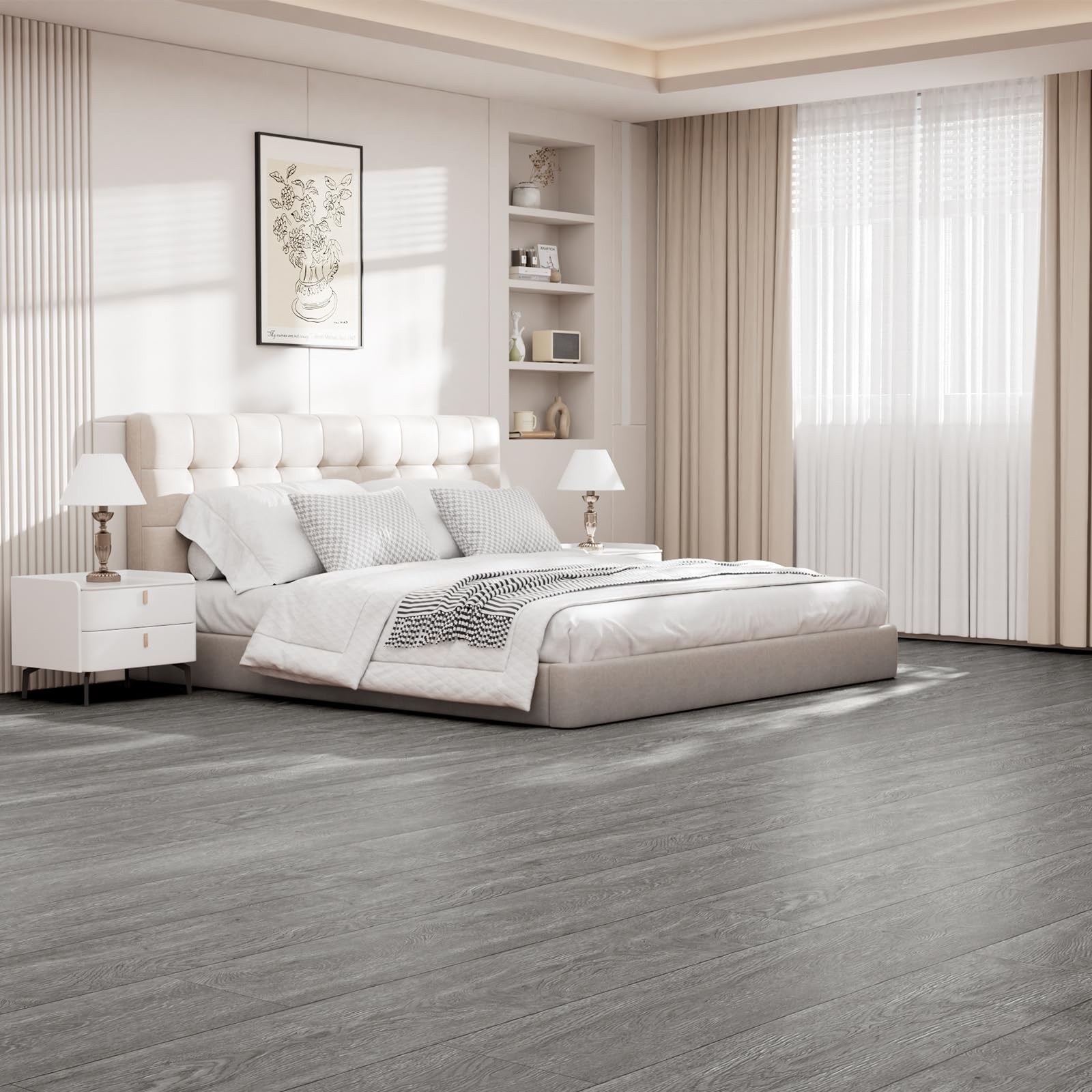 Peel and Stick Floor Tiles Vinyl Flooring Roll 23″x 393″/64 Sq.Ft Linoleum